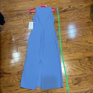 27. Size 4 lululemon all aligned ribbed midi dress NWT blue with slit